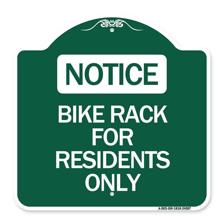 Signmission Designer Series Sign Bike Rack For Residents Only Green